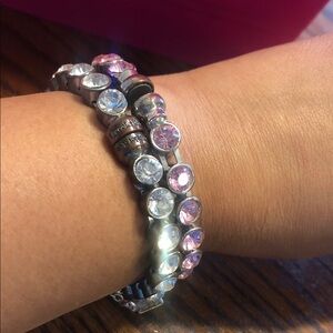 Chic Silver and Pink Crystal Bracelet